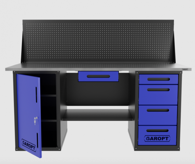 Верстак GAROPT двухтумбовый дверь/4 ящиков с экраном и ящиком