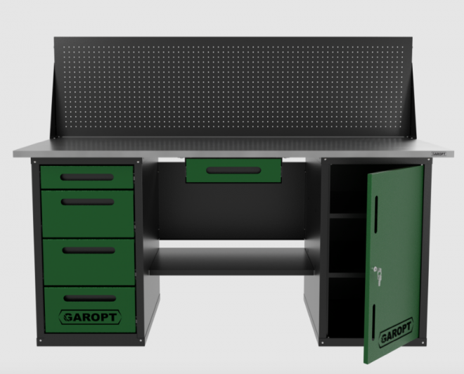 Верстак GAROPT двухтумбовый дверь/4 ящиков с экраном и ящиком