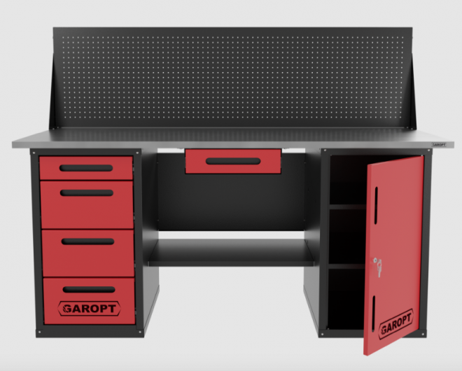 Верстак GAROPT двухтумбовый дверь/4 ящиков с экраном и ящиком
