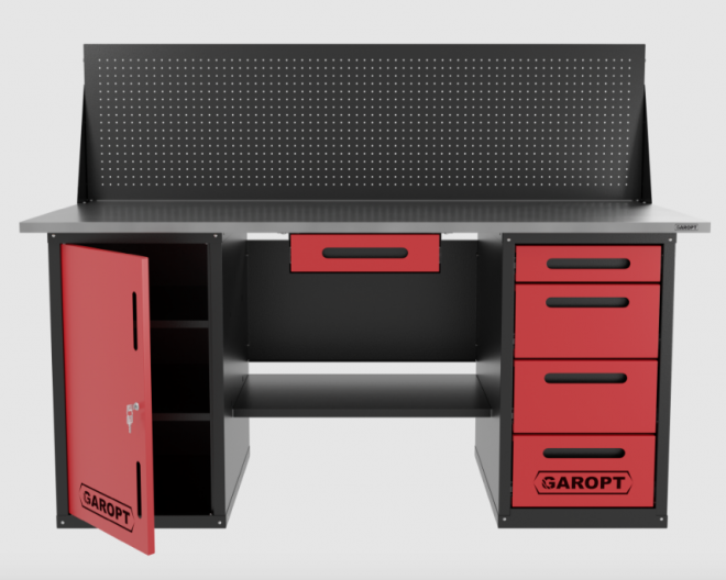 Верстак GAROPT двухтумбовый дверь/4 ящиков с экраном и ящиком