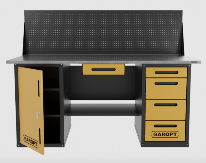 Верстак GAROPT двухтумбовый дверь/4 ящиков с экраном и ящиком
