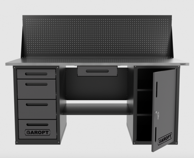Верстак GAROPT двухтумбовый дверь/4 ящиков с экраном и ящиком