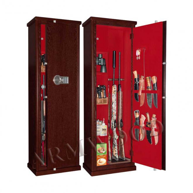 Оружейный сейф с электронным замком в дереве для дома Armwood-535.EL Flock.