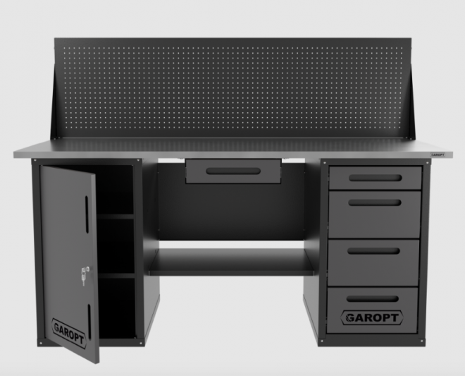 Верстак GAROPT двухтумбовый дверь/4 ящиков с экраном и ящиком