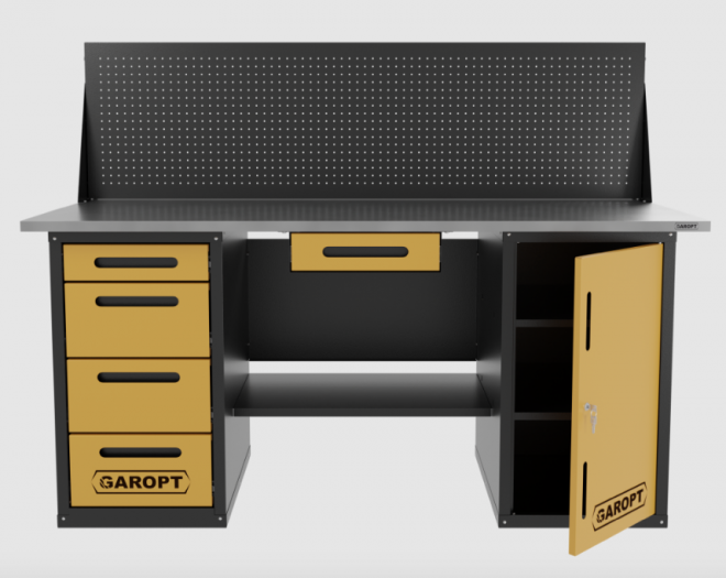 Верстак GAROPT двухтумбовый дверь/4 ящиков с экраном и ящиком