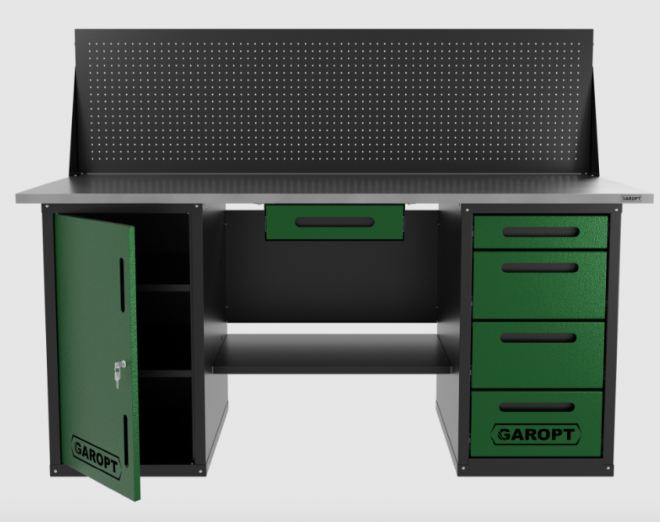 Верстак GAROPT двухтумбовый дверь/4 ящиков с экраном и ящиком