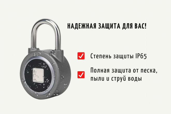 Умный навесной биометрический электронный замок SAFEBURG SMART Padlock 1960